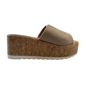 EVANS Women's Sandal Flatform Eleanor, TAN, 11 Wide